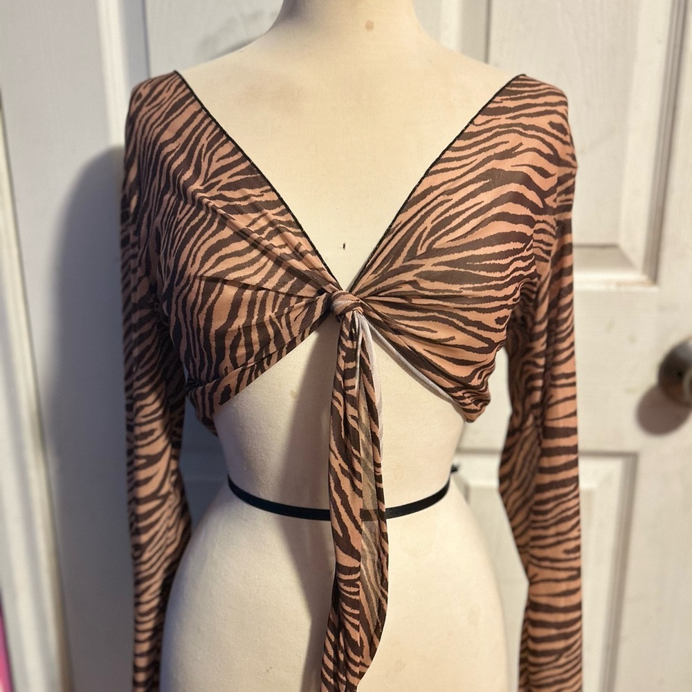 Zebra Print Tie-Front Top